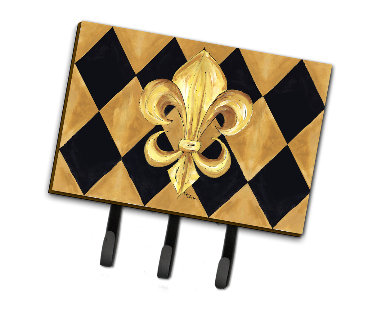 Black and Gold Fleur de lis New Orleans Leash or Key Holder