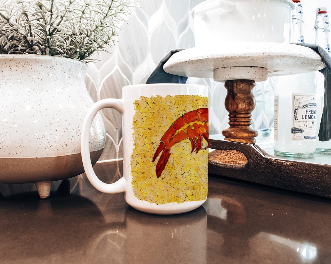 Shrimp Dishwasher Safe Microwavable Ceramic Coffee Mug 15 ounce 8126CM15