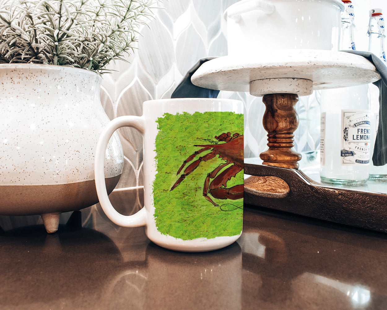 Crab Dishwasher Safe Microwavable Ceramic Coffee Mug 15 ounce 8127CM15