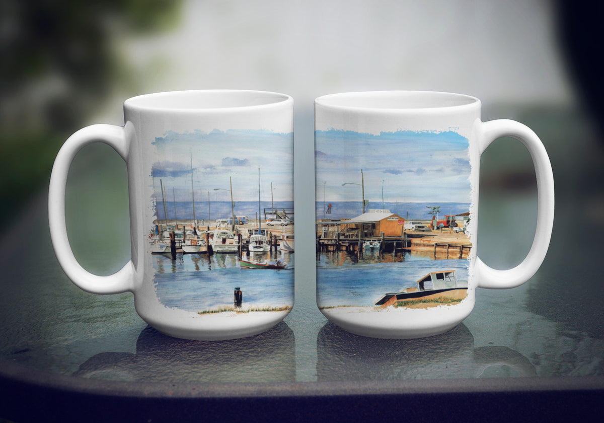 Caroline's Treasures The Pass Bait Shop Dishwasher Safe Microwavable Ceramic Coffee Mug 15 ounce 8129CM15