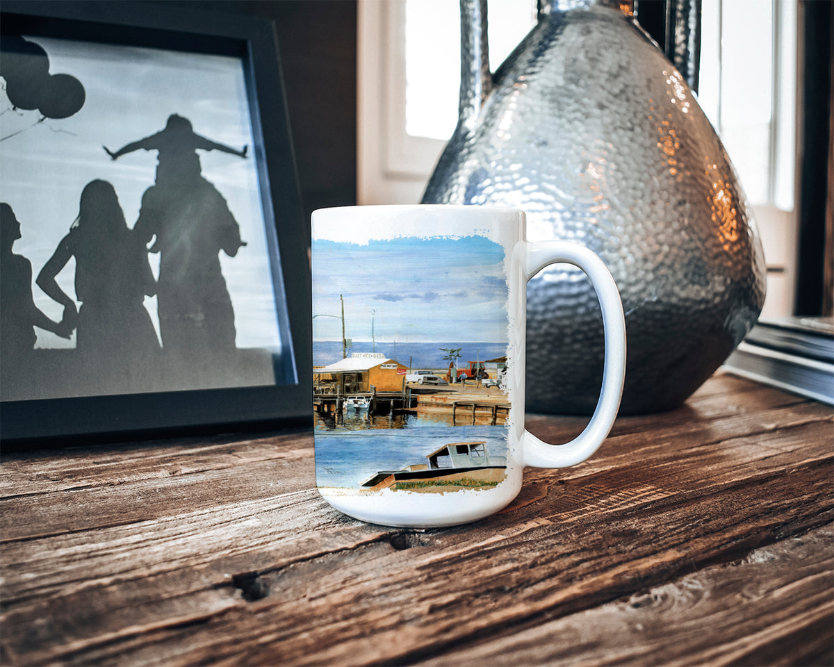 Caroline's Treasures The Pass Bait Shop Dishwasher Safe Microwavable Ceramic Coffee Mug 15 ounce 8129CM15