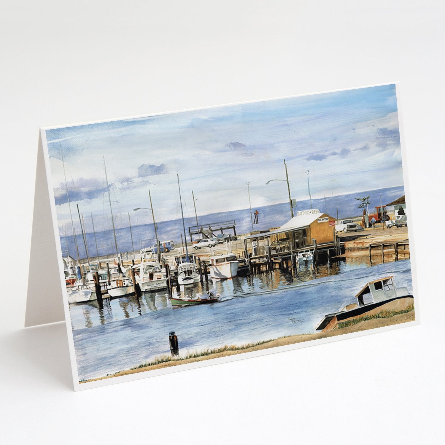 Caroline's Treasures The Pass Bait Shop Greeting Cards - Blank Note Cards – 8-Pack of Artist-Designed Cards with Envelopes