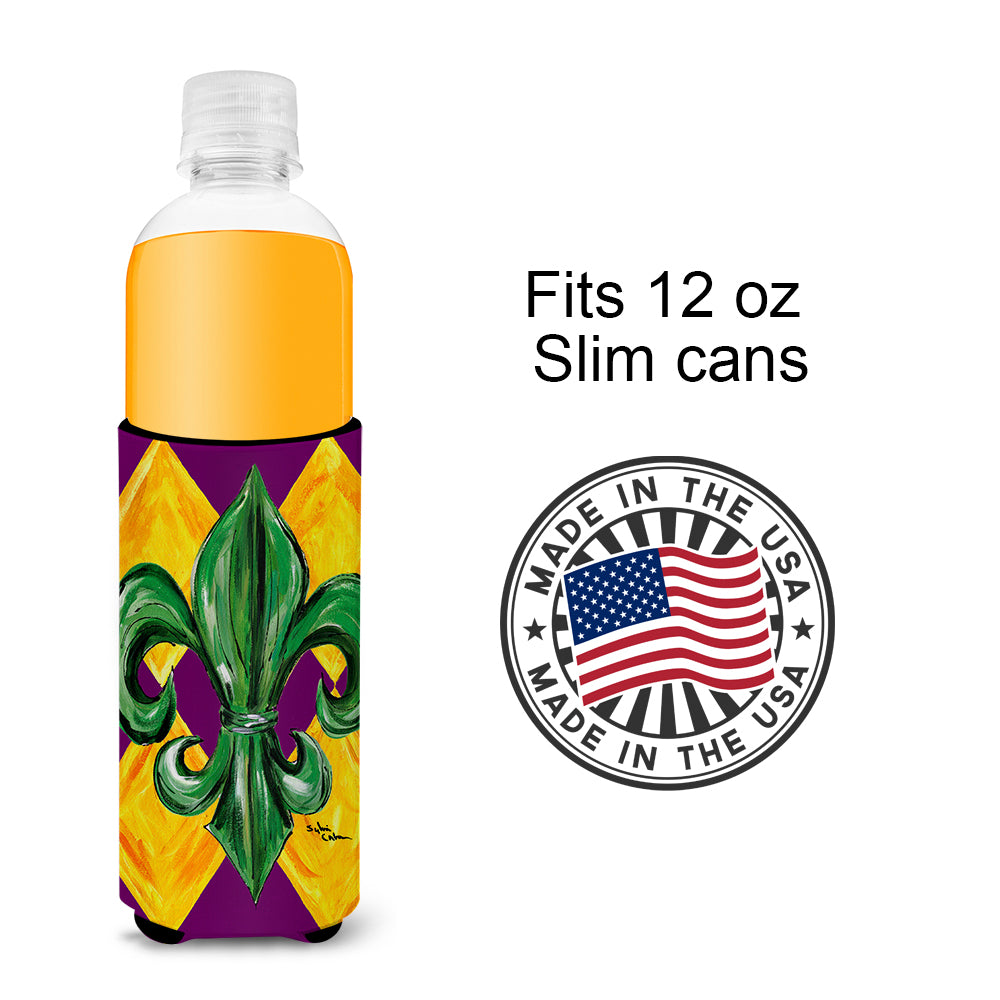 Mardi Gras Fleur de lis Ultra Beverage Insulators for slim cans 8133MUK.