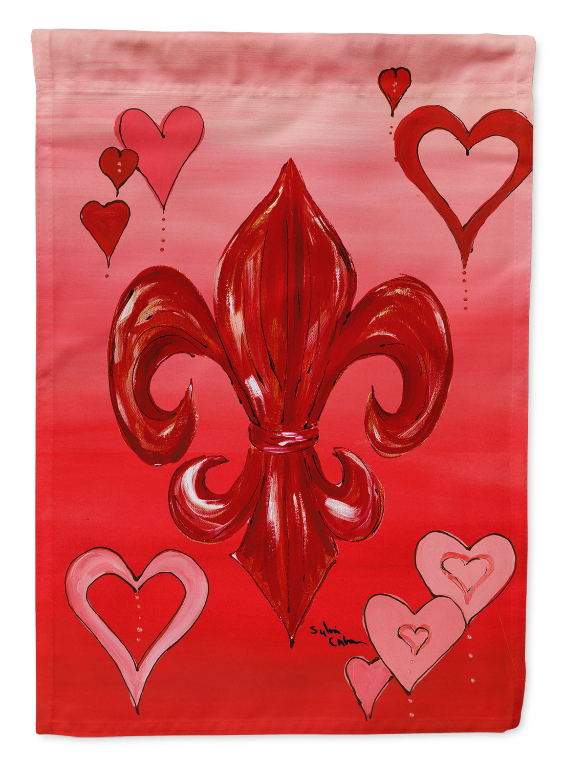 Valentine&#39;s Day Fleur de lis Flag Canvas House Size