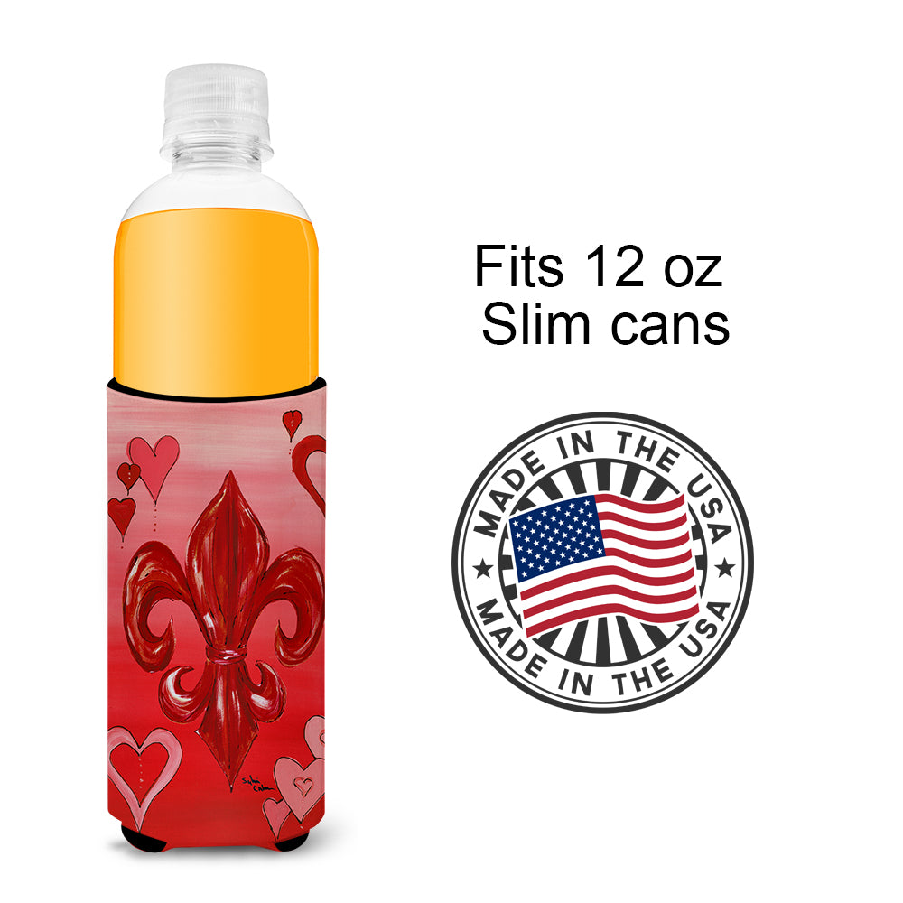 Valentine's Day Fleur de lis Ultra Beverage Insulators for slim cans 8136MUK.
