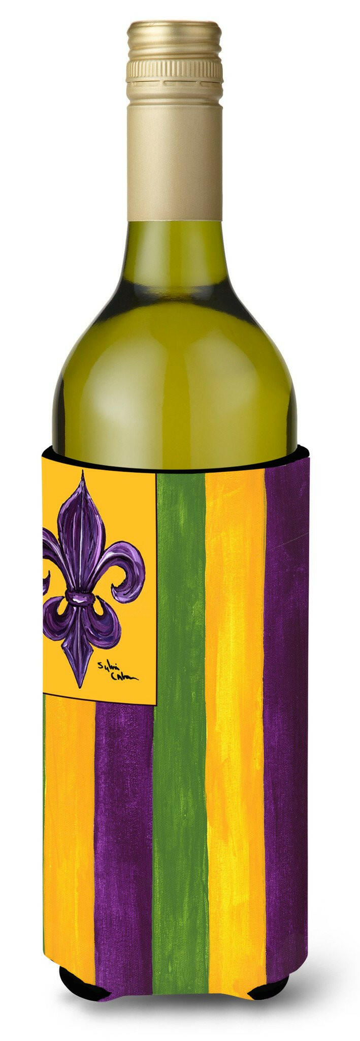 Mardi Gras Fleur de lis Nation Wine Bottle Beverage Insulator Beverage Insulator Hugger by Caroline's Treasures