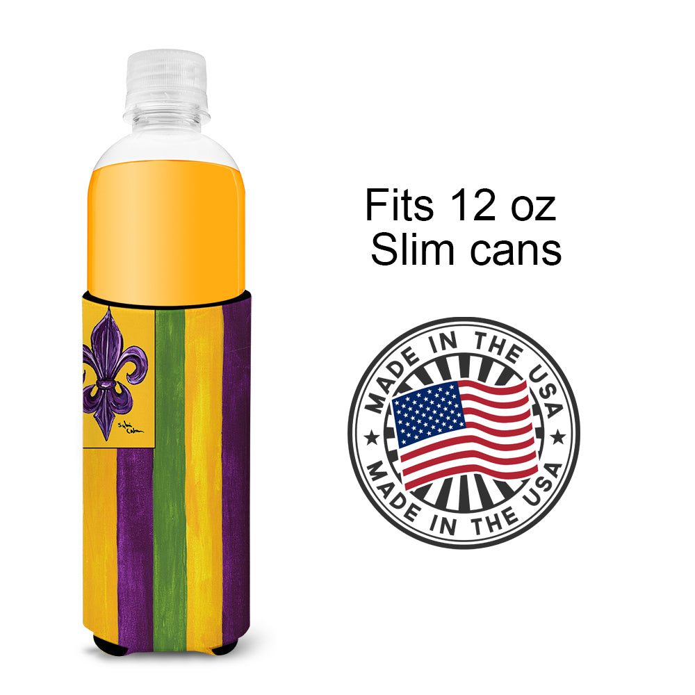 Mardi Gras Fleur de lis Nation Ultra Beverage Insulators for slim cans 8137MUK