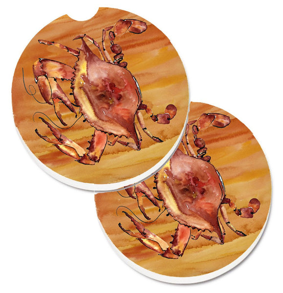 Crab  Set of 2 Cup Holder Car Coasters 8139CARC by Caroline's Treasures