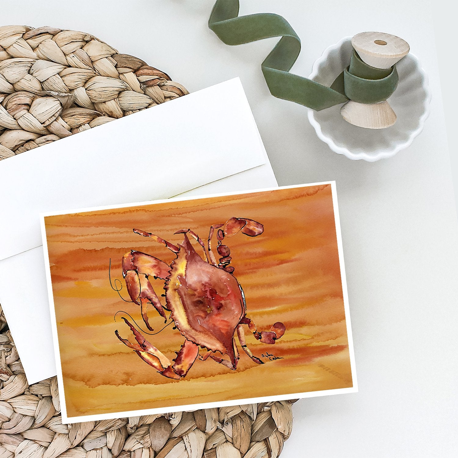 Cooked Crab Hot and Spicy Greeting Cards and Envelopes Pack of 8 - the-store.com
