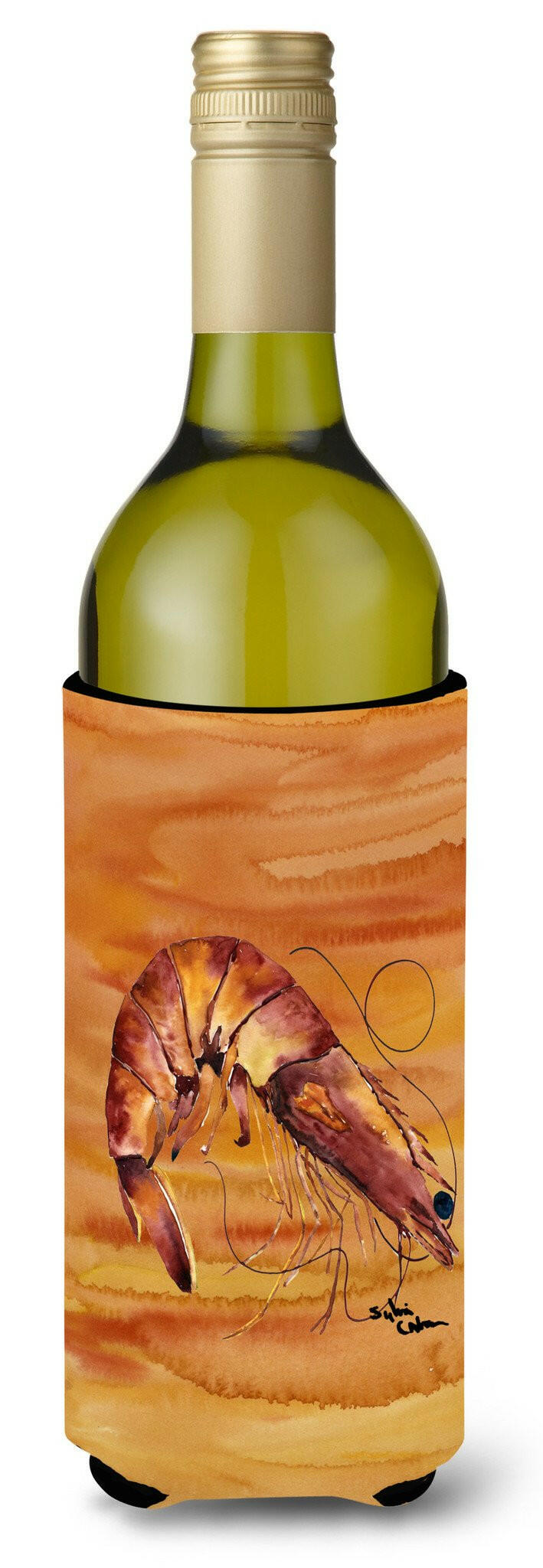 Cooked Shrimp Spicy Hot Wine Bottle Beverage Insulator Beverage Insulator Hugger by Caroline&#39;s Treasures