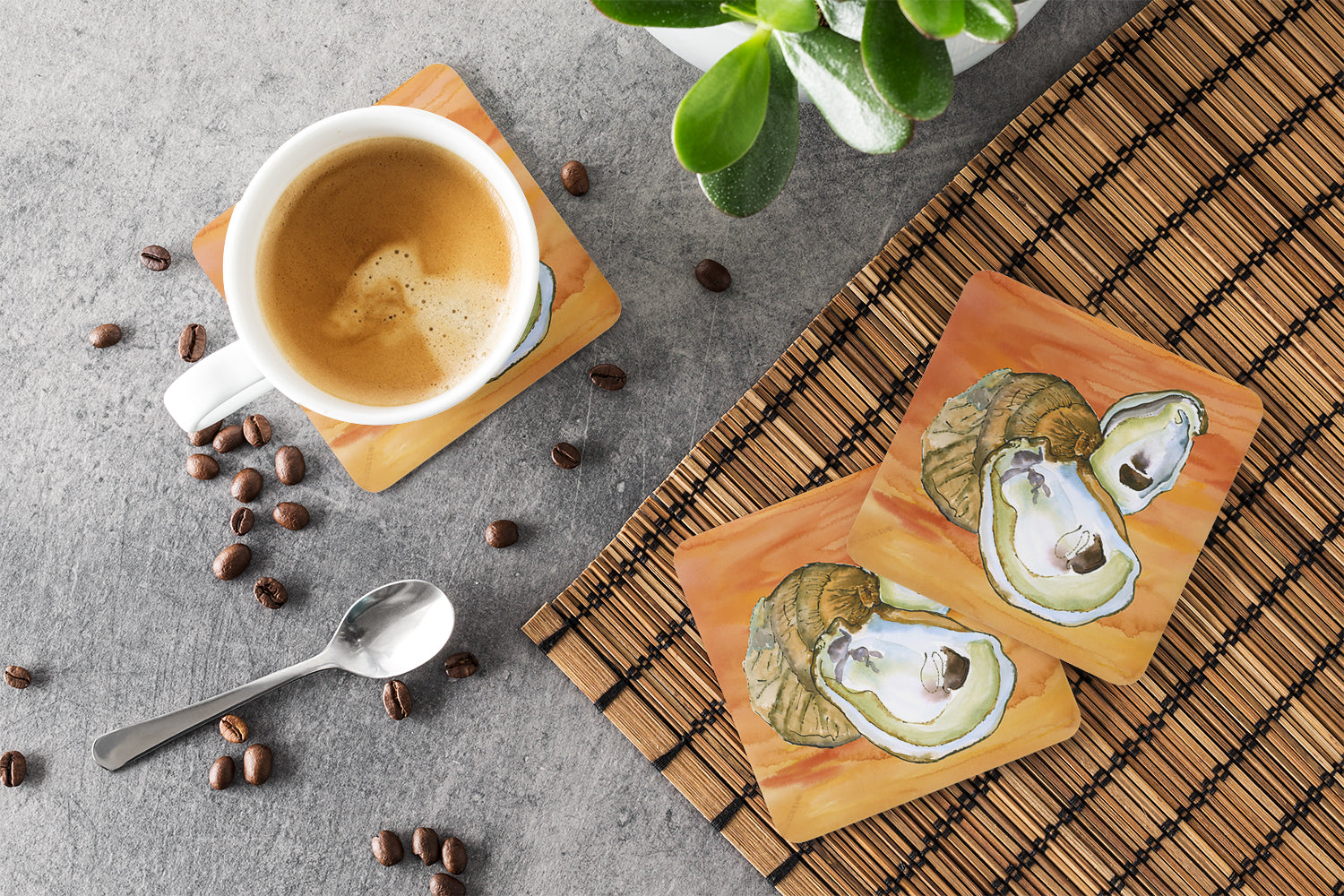 Set of 4 Oyster Foam Coasters - the-store.com