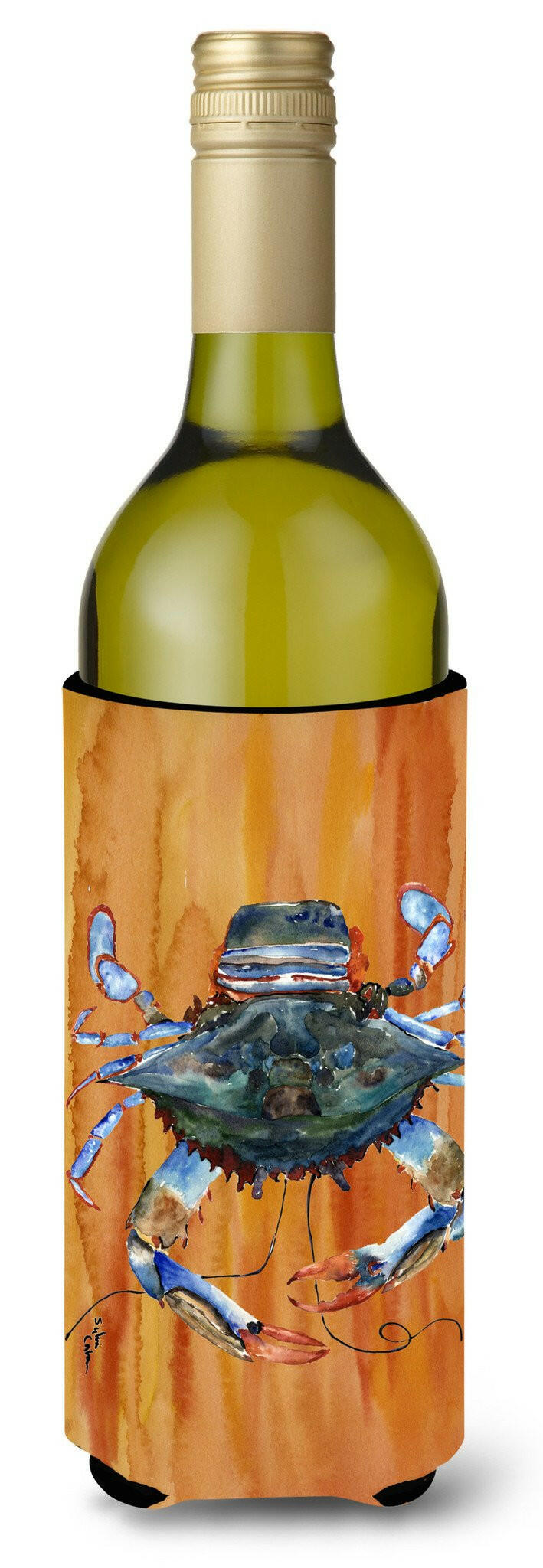 Female Blue Crab Spicy Hot Wine Bottle Beverage Insulator Beverage Insulator Hugger by Caroline&#39;s Treasures