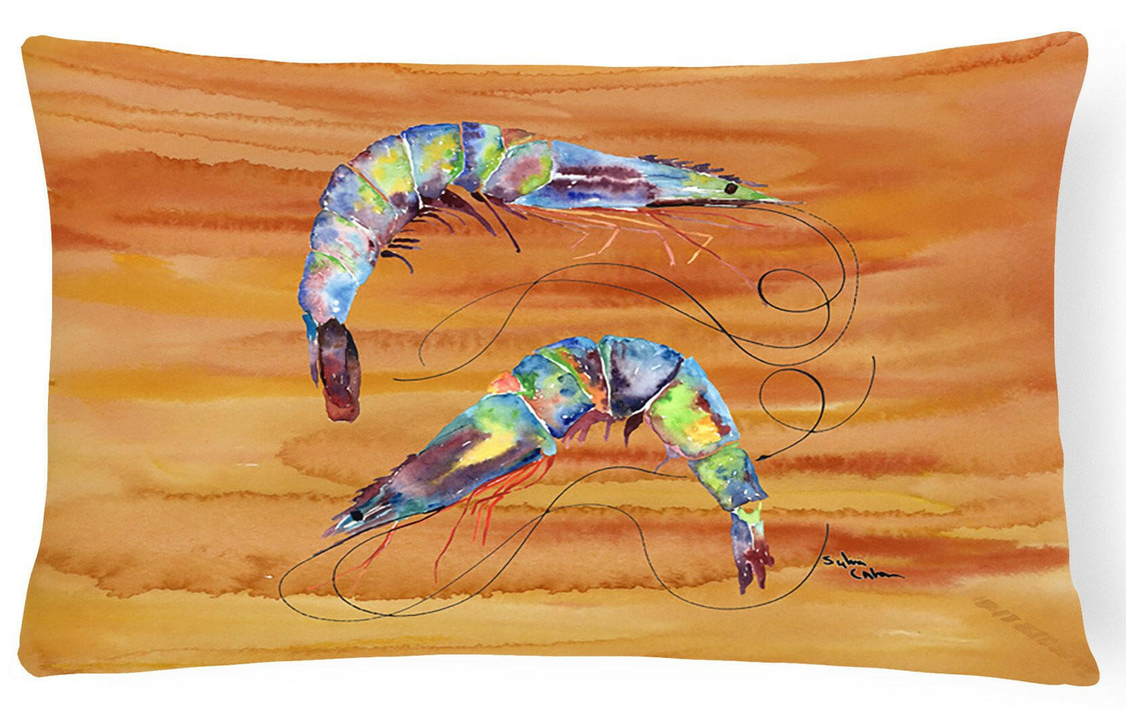 Shrimp   Canvas Fabric Decorative Pillow by Caroline's Treasures
