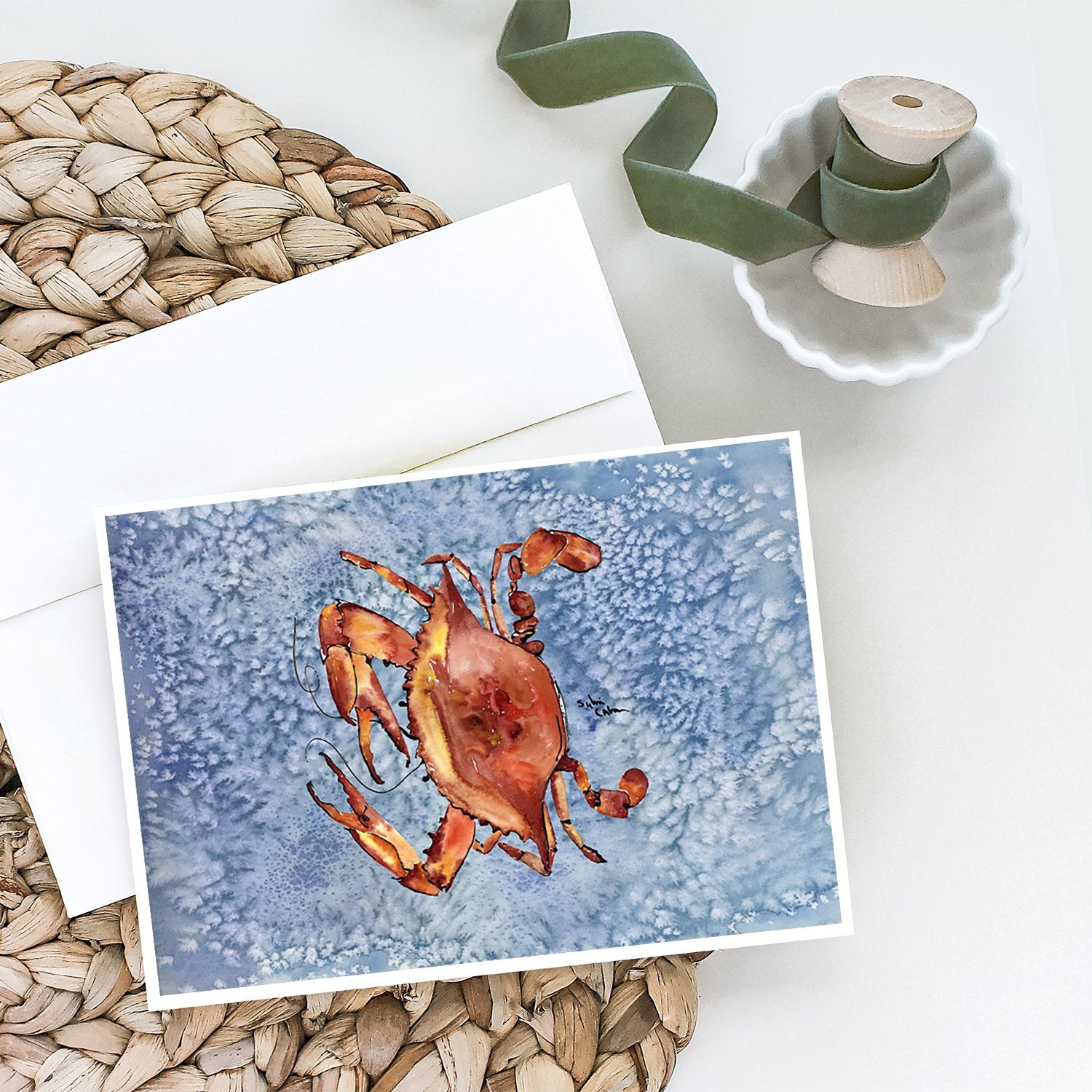 Cooked Crab Cool Blue Water Greeting Cards and Envelopes Pack of 8 - the-store.com