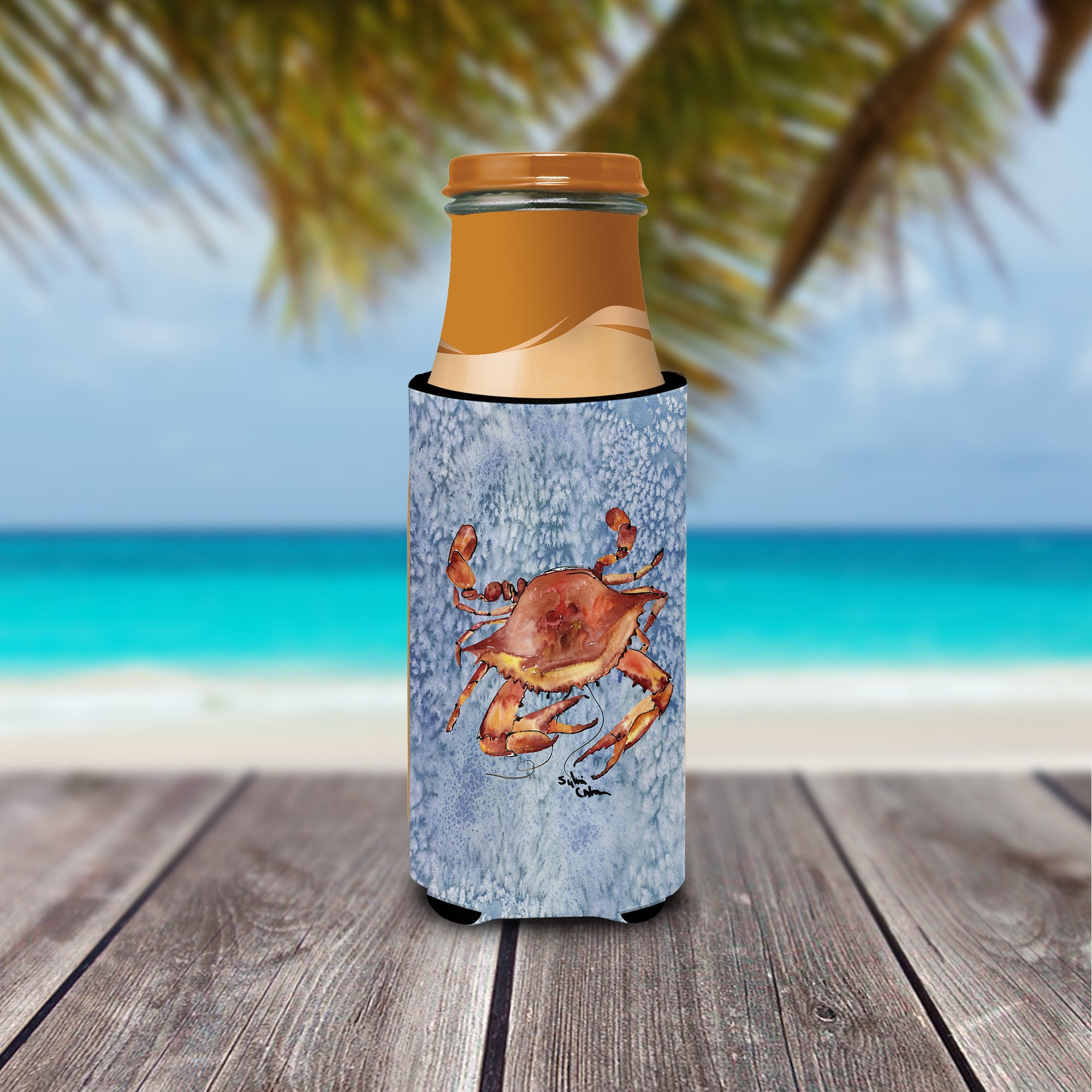 Cooked Crab Cool Blue Water Ultra Beverage Insulators for slim cans 8147MUK.
