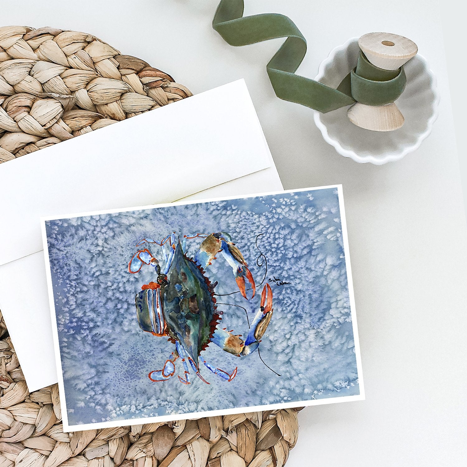 Female Blue Crab Cool Blue Water Greeting Cards and Envelopes Pack of 8 - the-store.com