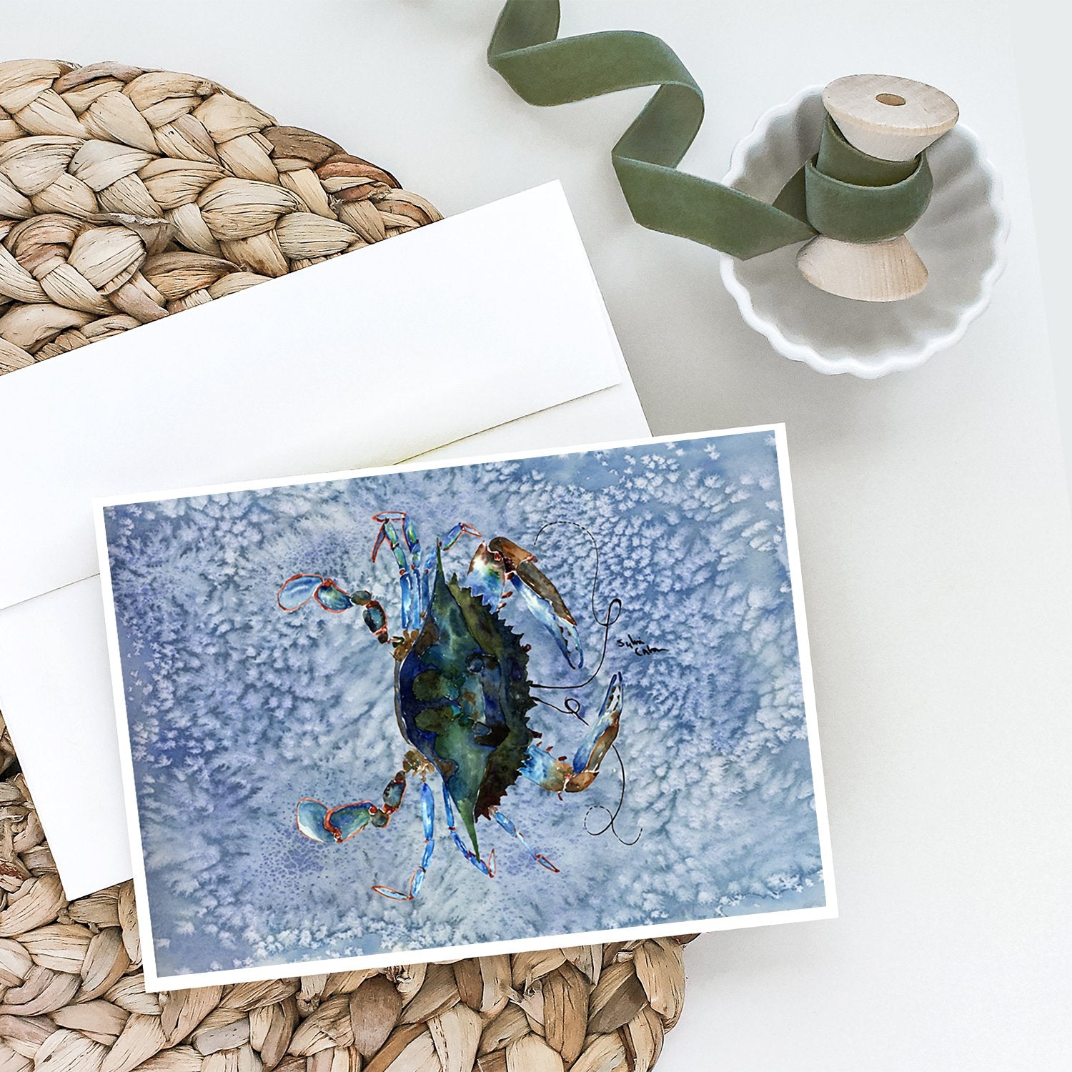 Male Blue Crab Cool Blue Water Greeting Cards and Envelopes Pack of 8 - the-store.com