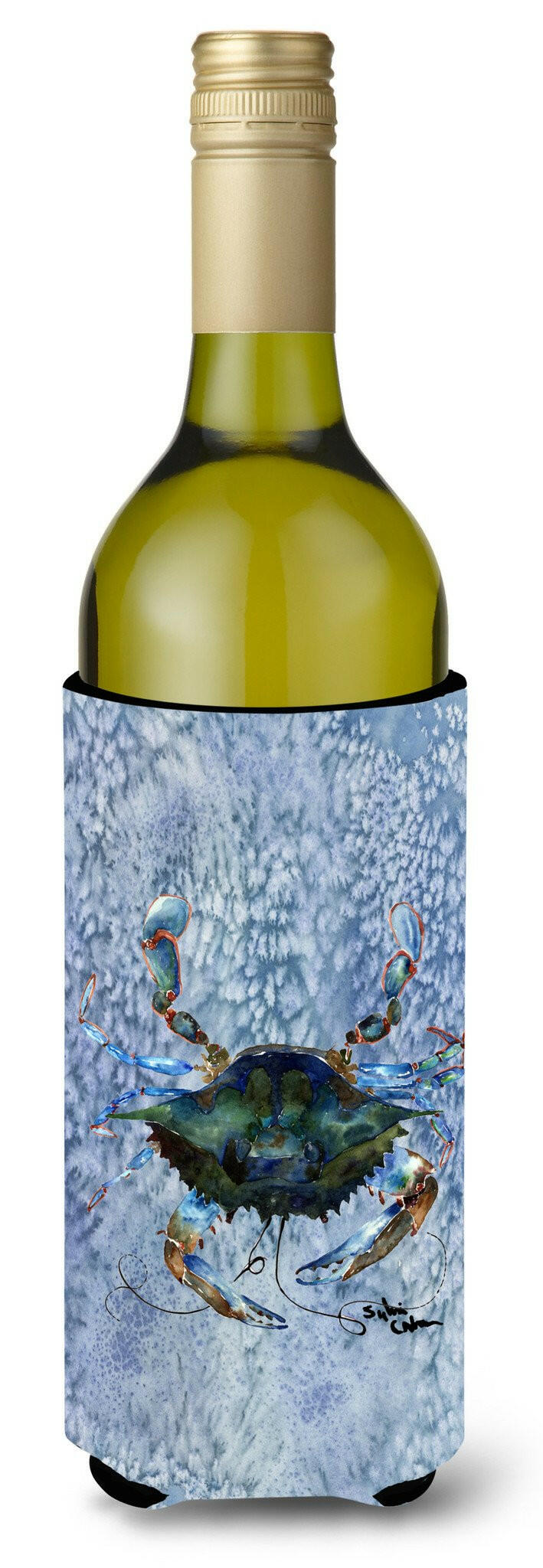 Male Blue Crab Cool Blue Water Wine Bottle Beverage Insulator Beverage Insulator Hugger by Caroline&#39;s Treasures