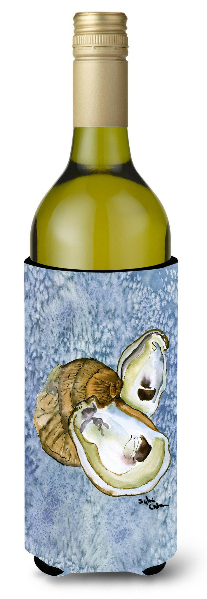 Oyster Cool Blue Water Wine Bottle Beverage Insulator Beverage Insulator Hugger by Caroline&#39;s Treasures