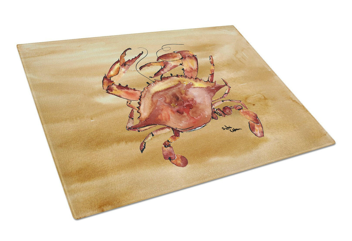 Cooked Crab Sandy Beach Glass Cutting Board Large by Caroline&#39;s Treasures