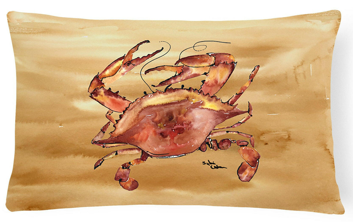 Cooked Crab Sandy Beach   Canvas Fabric Decorative Pillow by Caroline&#39;s Treasures