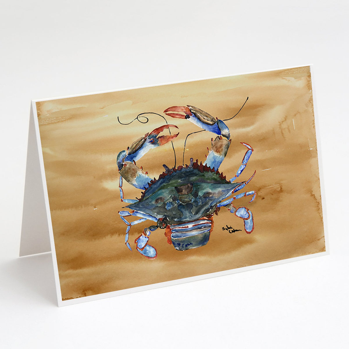 Buy this Female Blue Crab Sandy Beach Greeting Cards and Envelopes Pack of 8