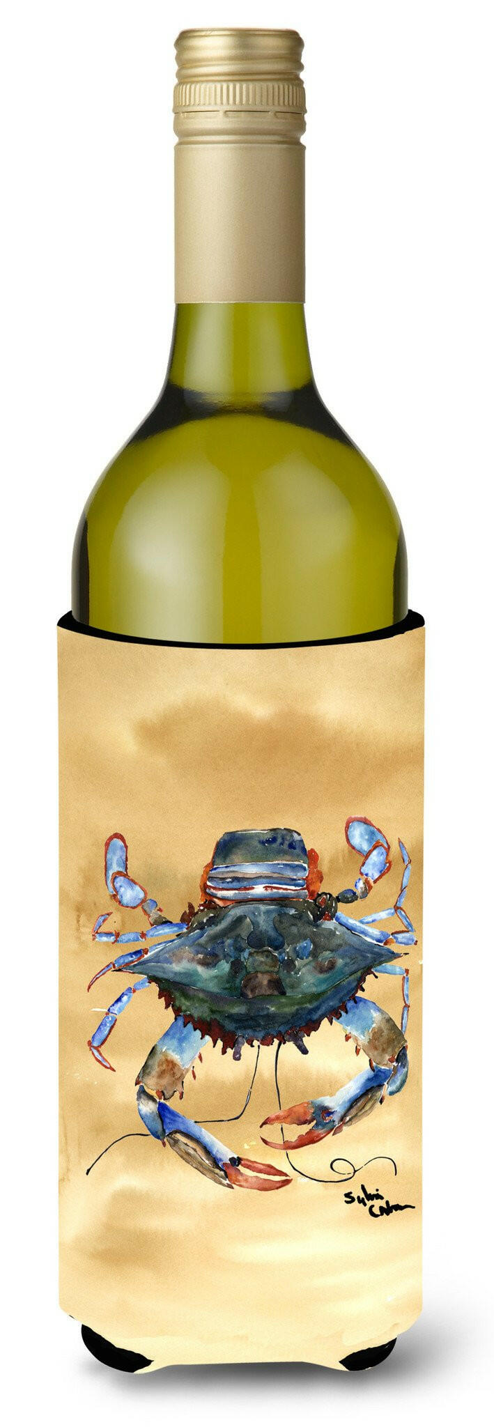 Female Blue Crab Sandy Beach Wine Bottle Beverage Insulator Beverage Insulator Hugger by Caroline&#39;s Treasures