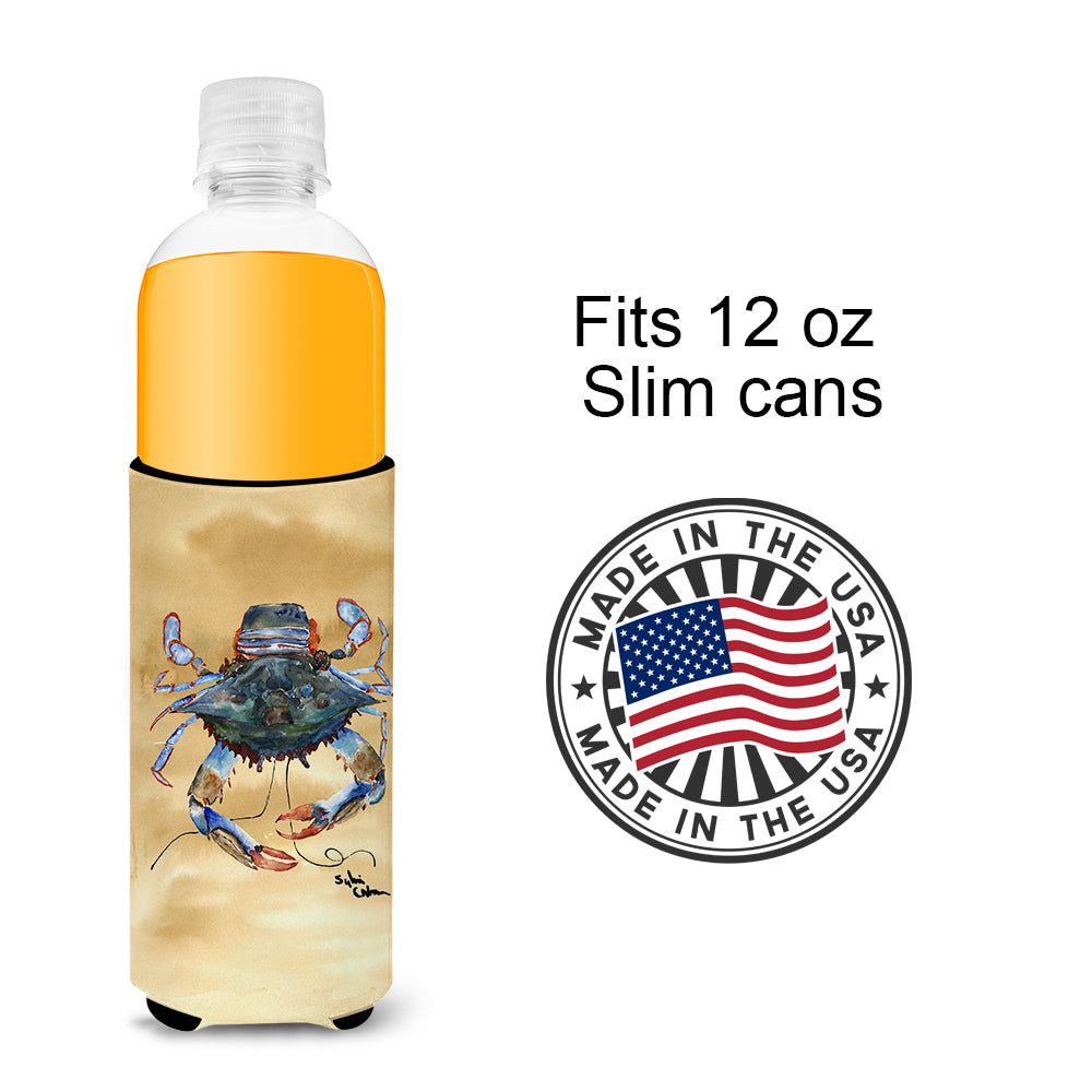 Female Blue Crab Sandy Beach Ultra Beverage Insulators for slim cans 8156MUK.