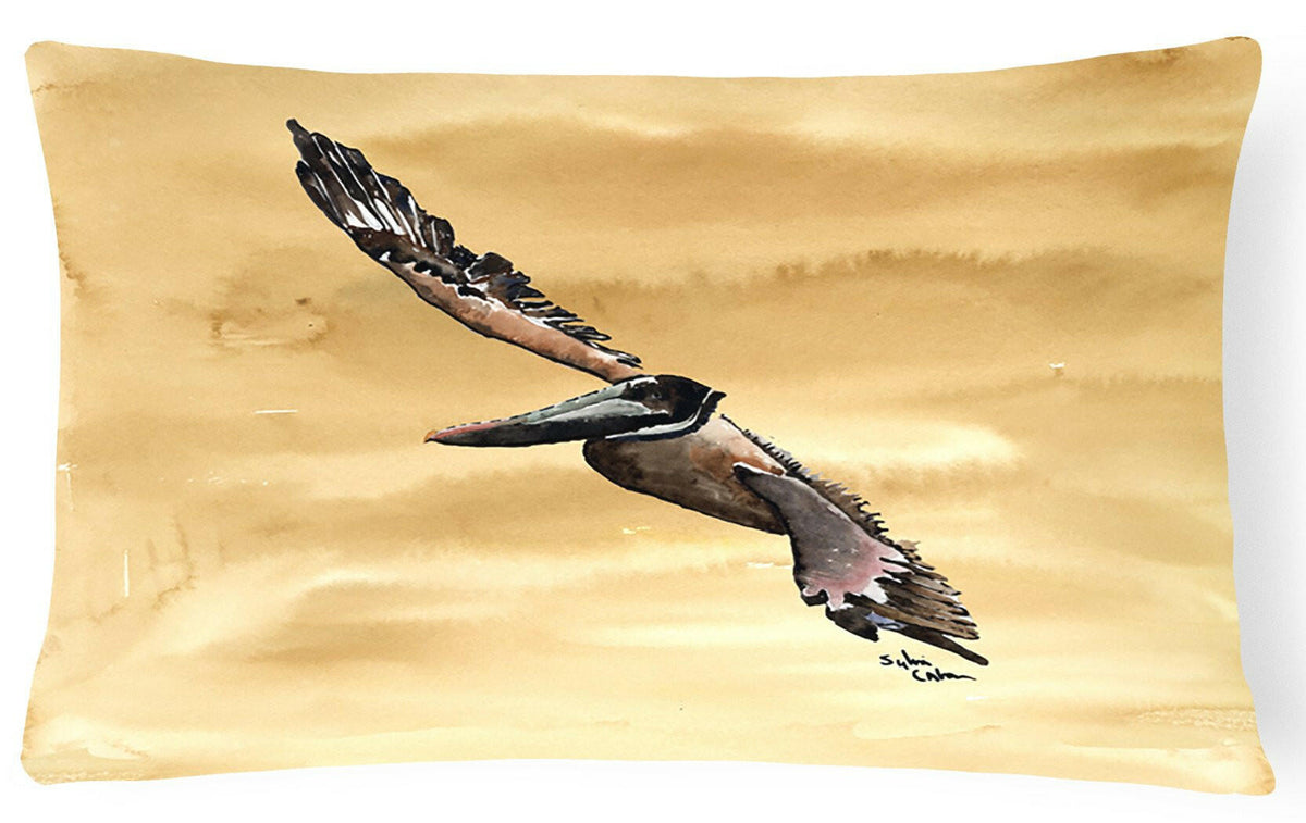 Flying Brown Pelican Canvas Fabric Decorative Pillow by Caroline&#39;s Treasures