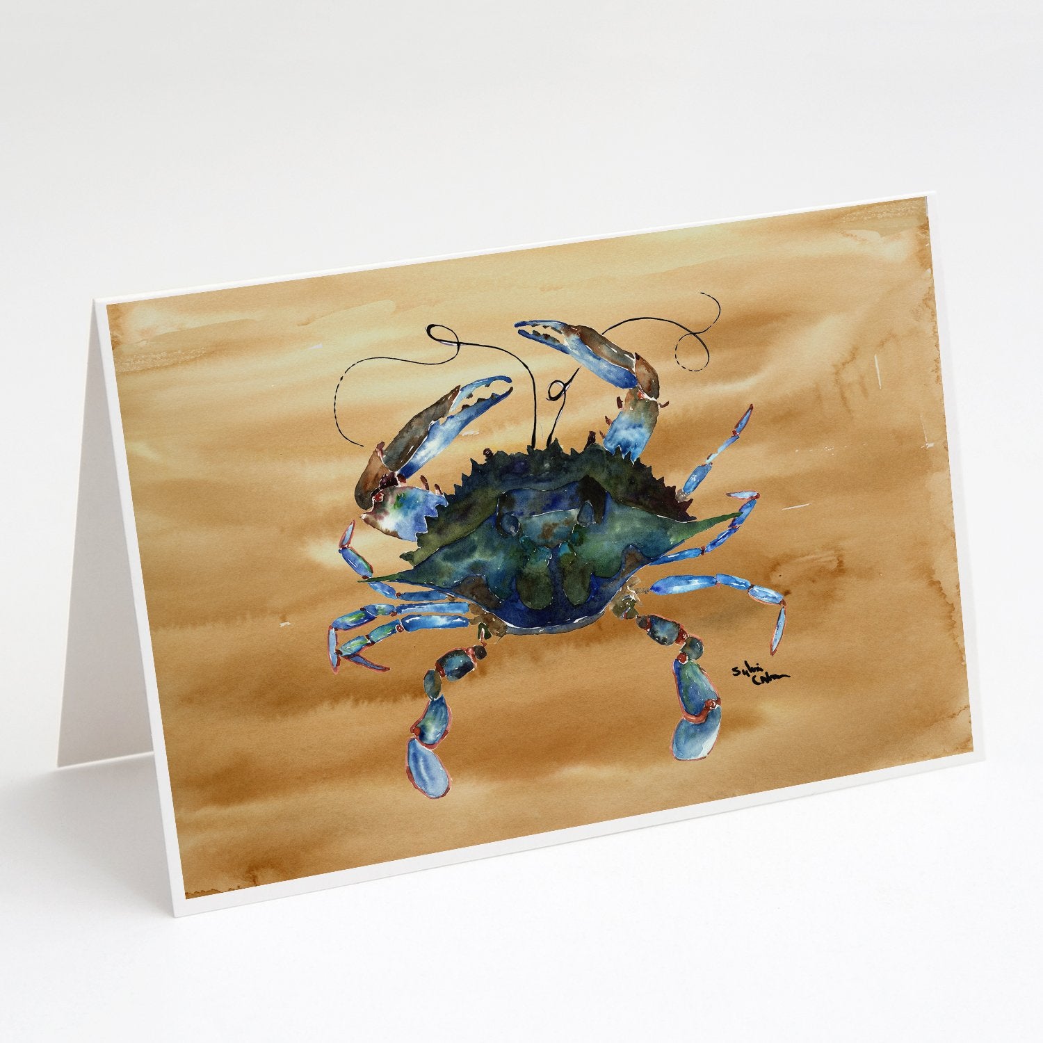 Buy this Blue Male Crab  Sandy Beach Greeting Cards and Envelopes Pack of 8