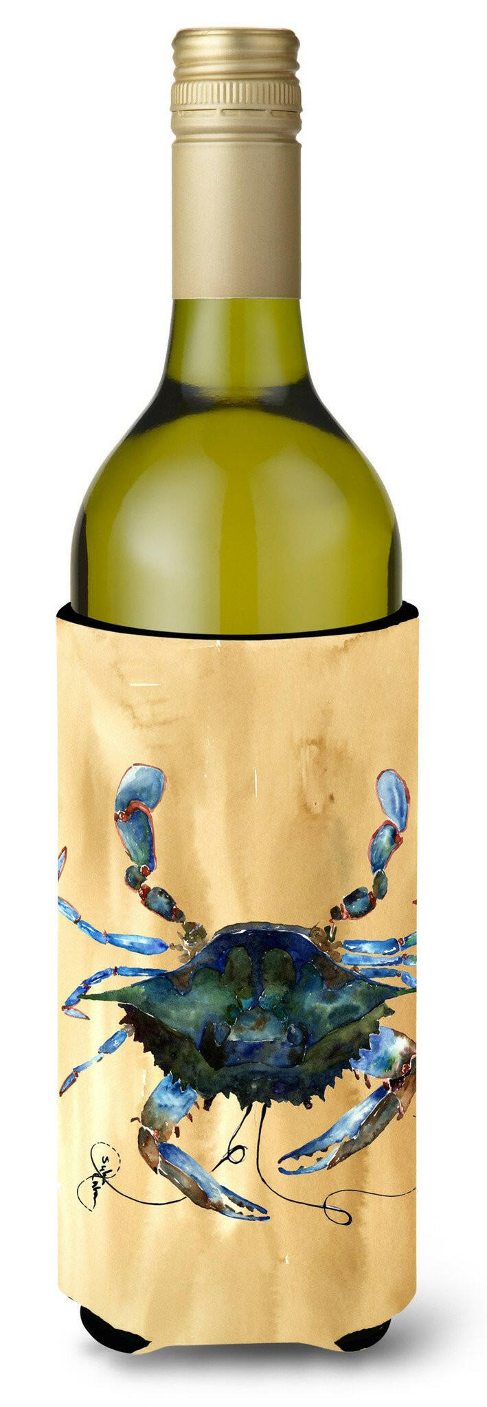 Blue Male Crab  Sandy Beach Wine Bottle Beverage Insulator Beverage Insulator Hugger by Caroline&#39;s Treasures