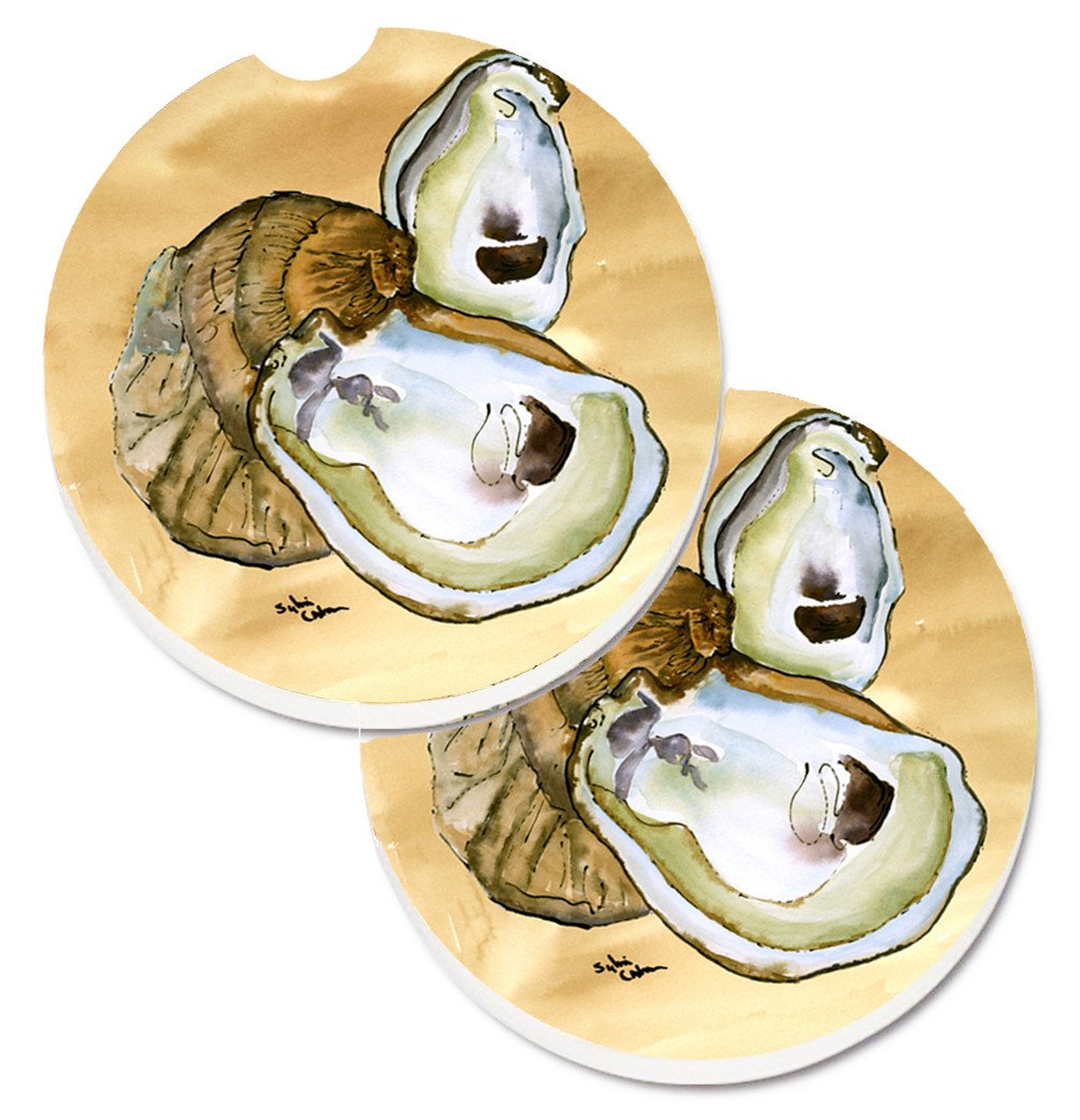 Oyster Set of 2 Cup Holder Car Coasters 8160CARC by Caroline&#39;s Treasures
