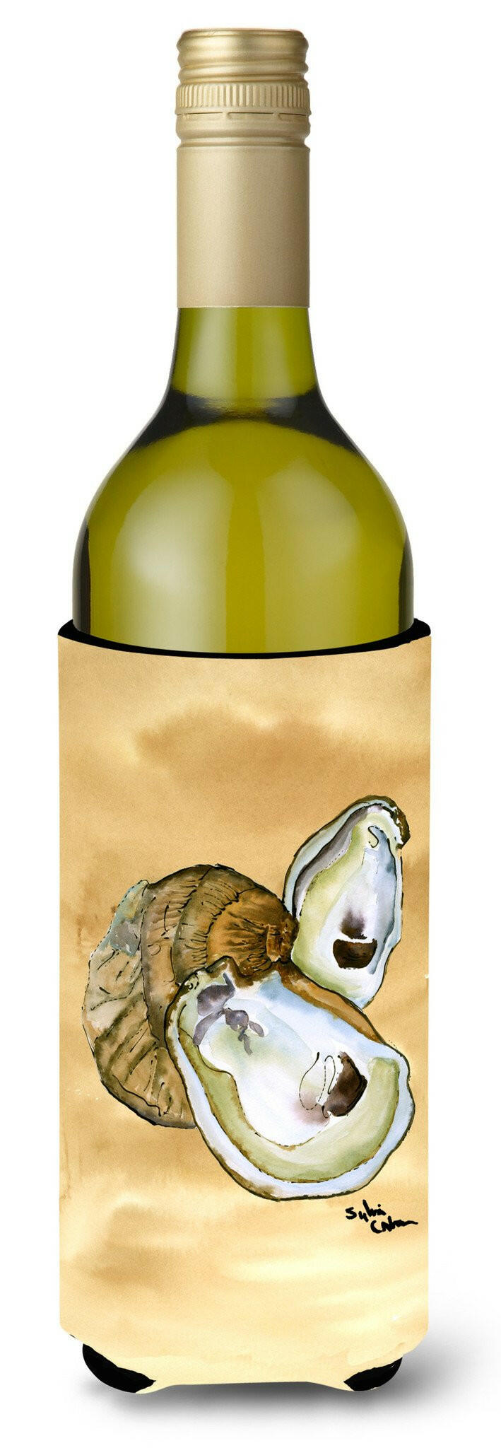 Oyster  Sandy Beach Wine Bottle Beverage Insulator Beverage Insulator Hugger by Caroline&#39;s Treasures