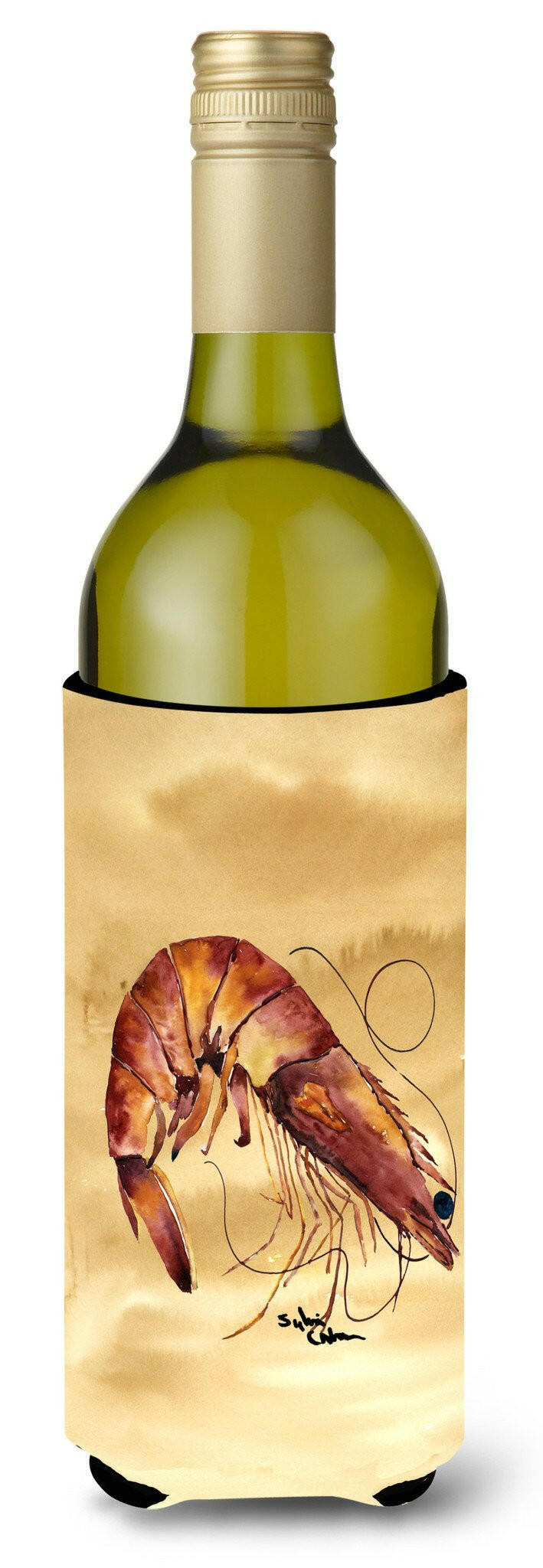 Shrimp  Sandy Beach Wine Bottle Beverage Insulator Beverage Insulator Hugger 8161LITERK by Caroline&#39;s Treasures