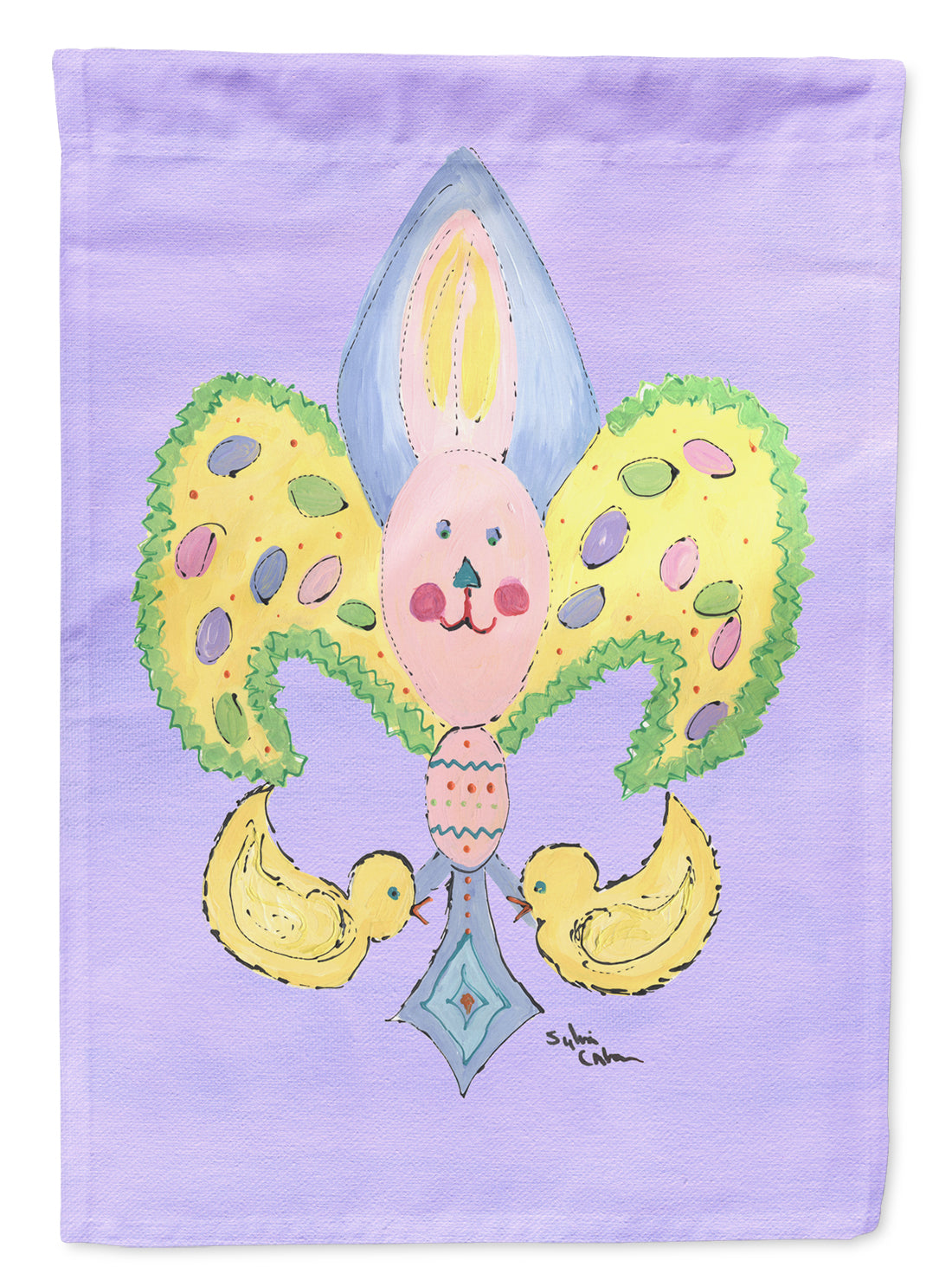 Easter Bunny Rabbit Fleur de lis Flag Canvas House Size  the-store.com.