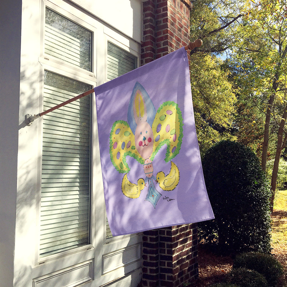 Caroline's Treasures Easter Bunny Rabbit Fleur de lis Flag Canvas House Size