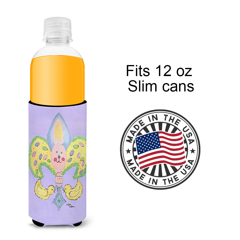 Easter Bunny Fleur de lis Ultra Beverage Insulators for slim cans 8163MUK.