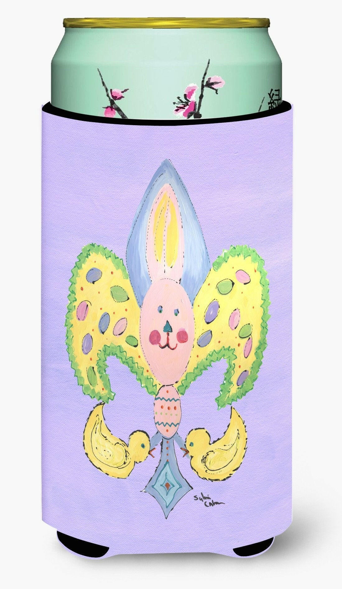 Easter Bunny Fleur de lis Tall Boy Beverage Insulator Beverage Insulator Hugger by Caroline&#39;s Treasures