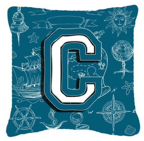 Letter C Sea Doodles Initial Alphabet Canvas Fabric Decorative Pillow CJ2014-CPW1414 by Caroline&#39;s Treasures