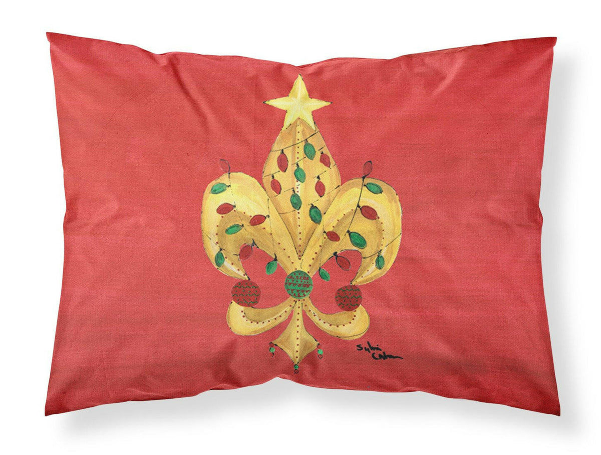 Christmas Fleur de lis Tree with lights Moisture wicking Fabric standard pillowcase by Caroline&#39;s Treasures