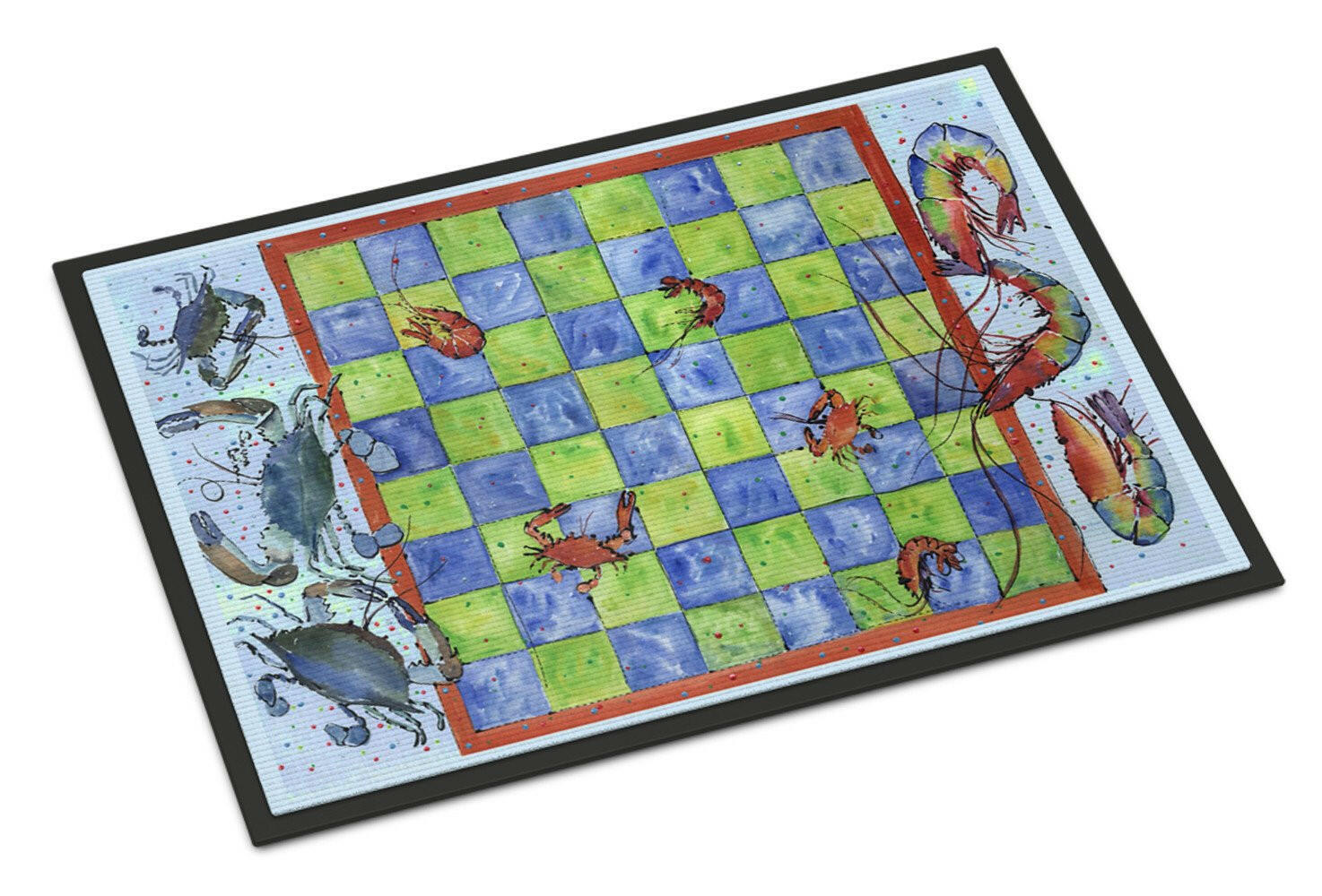 Crab and Shrimp Checkerboard Indoor or Outdoor Mat 24x36 - the-store.com