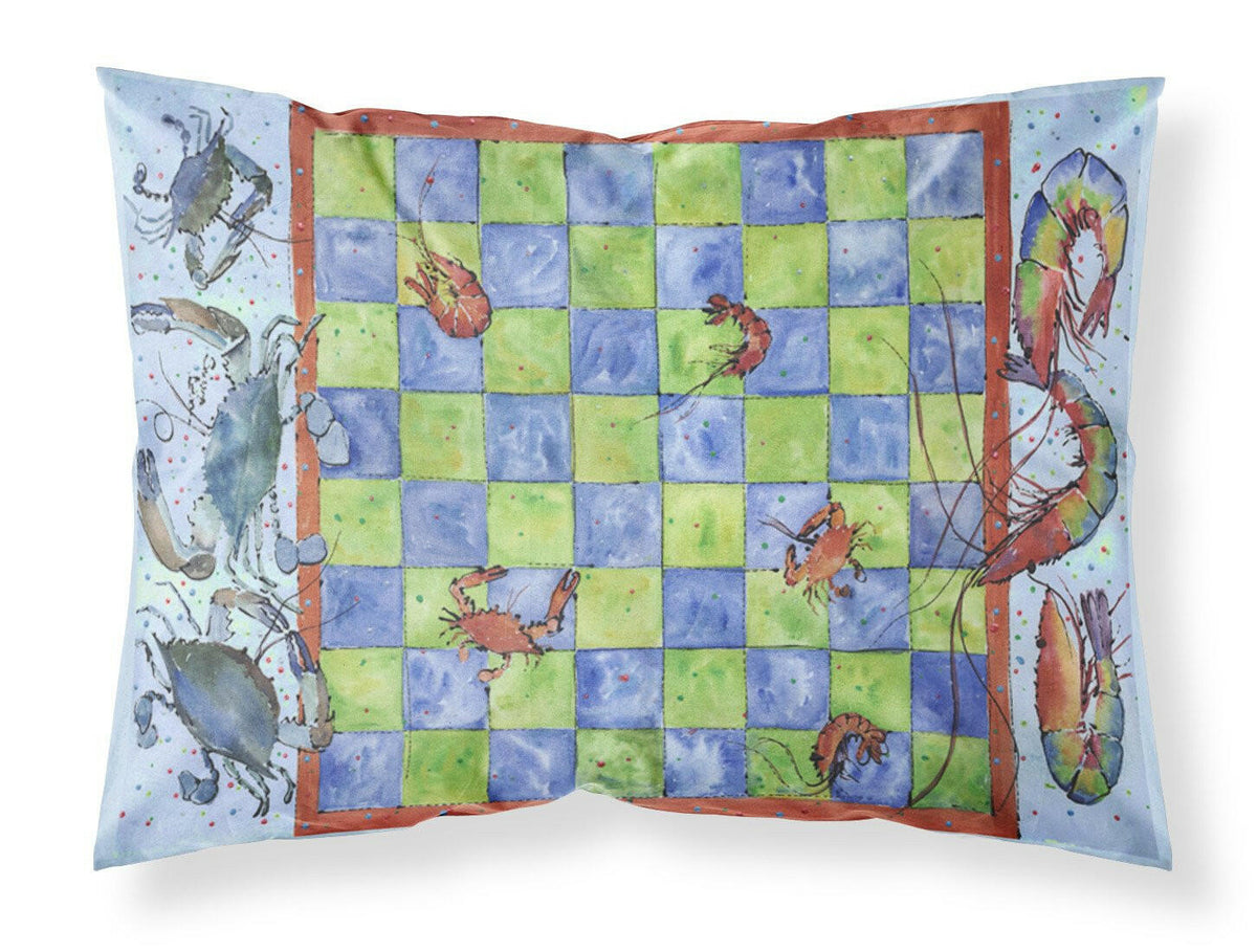Crab and Shrimp Checkerboard Moisture wicking Fabric standard pillowcase by Caroline&#39;s Treasures