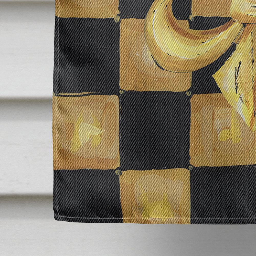 Black and Gold Fleur de lis checkered Flag Canvas House Size