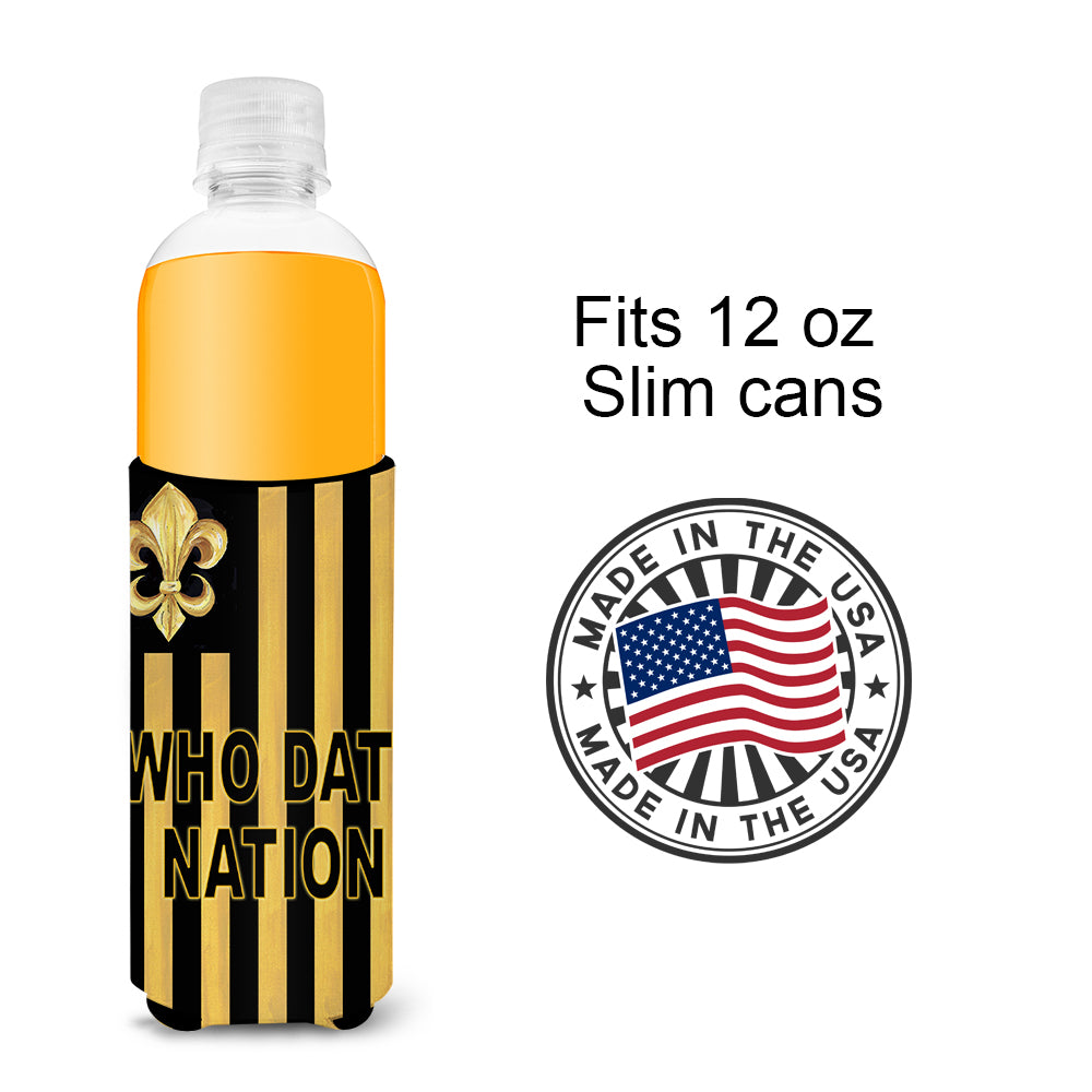 Black Gold Fleur de lis Ultra Beverage Insulators for slim cans 8199MUK