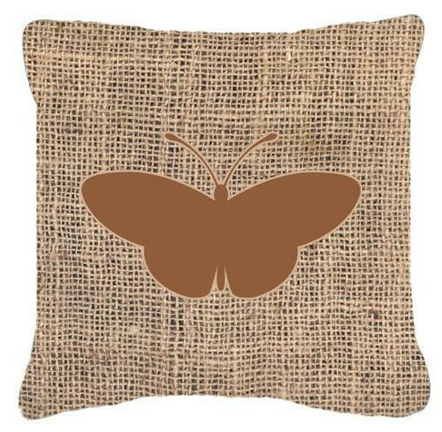 Butterfly Burlap and Brown   Canvas Fabric Decorative Pillow BB1043 - the-store.com