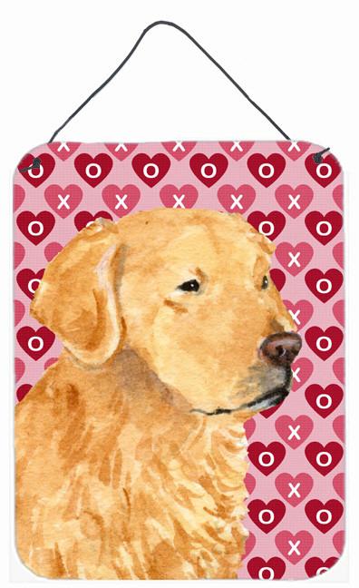 Golden Retriever Hearts Love and Valentine&#39;s Day Wall or Door Hanging Prints by Caroline&#39;s Treasures