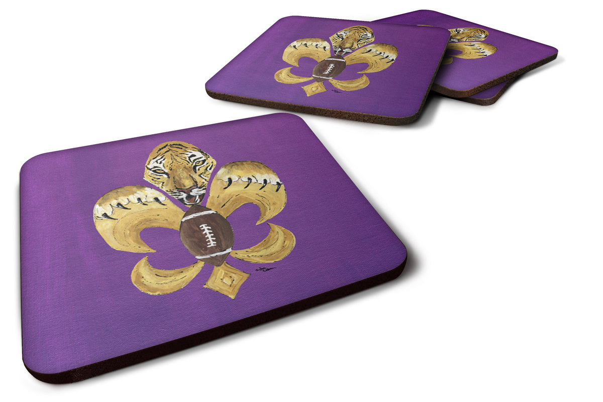 Set of 4 Tiger Football Fleur de lis Foam Coasters - the-store.com