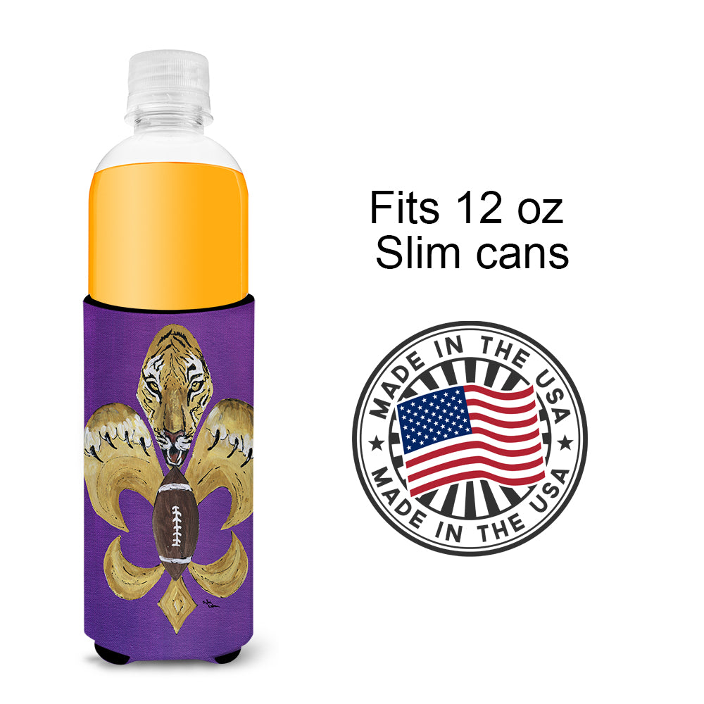 Tiger Football Fleur de lis Ultra Beverage Insulators for slim cans 8205MUK.