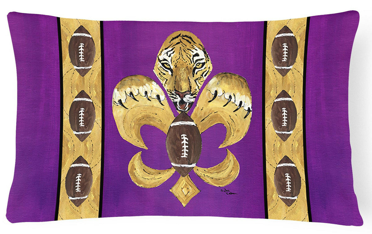 Tiger Football Fleur de lis   Canvas Fabric Decorative Pillow by Caroline&#39;s Treasures