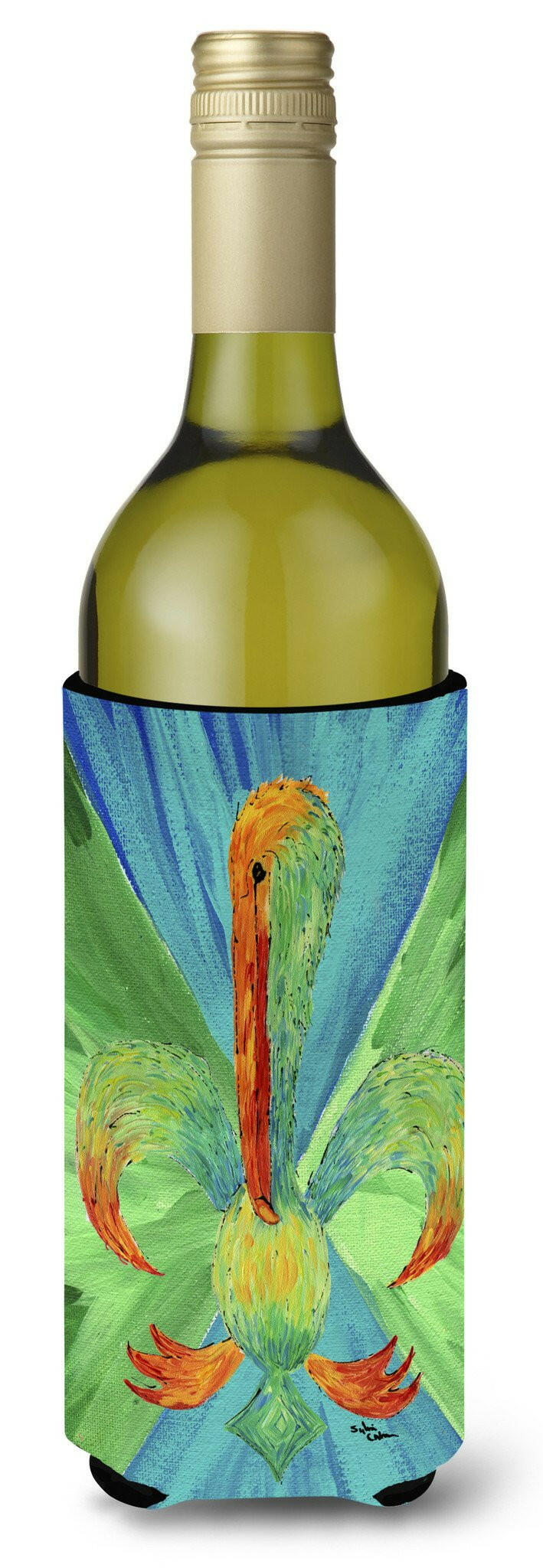 Pelican Wine Bottle Beverage Insulator Beverage Insulator Hugger 8208LITERK by Caroline&#39;s Treasures